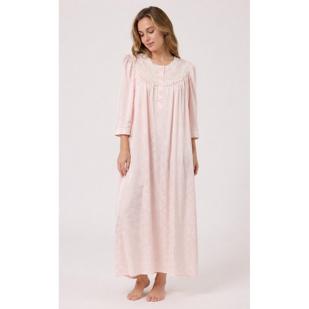 Miss Elaine Nightgown Women Petite S Pink Fleece Polyester Cotton Floral NEW
